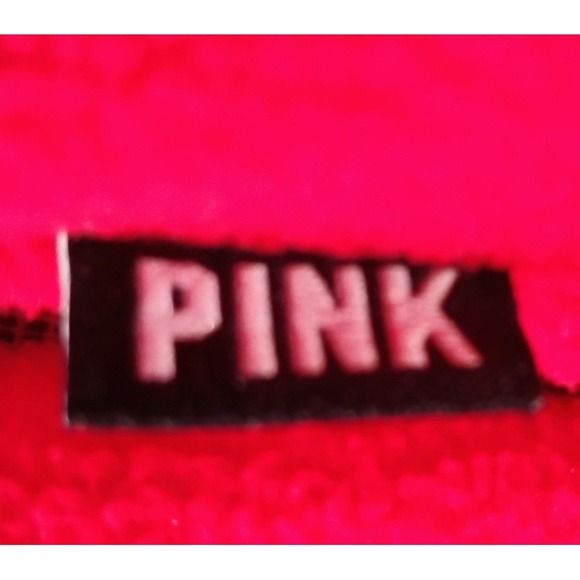 Victoria's Secret PINK Cropped Fleece Pullover L Hot Pink Half Zip Kangaroo - Picture 5 of 9